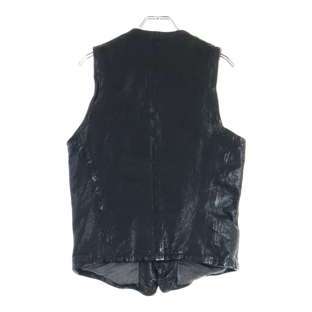 BACK LASH(バックラッシュ) EL DIABLO ディアブロ イタリアン ダブルショルダー 製品染め レザー ジレ ベスト ブラック 1254-05