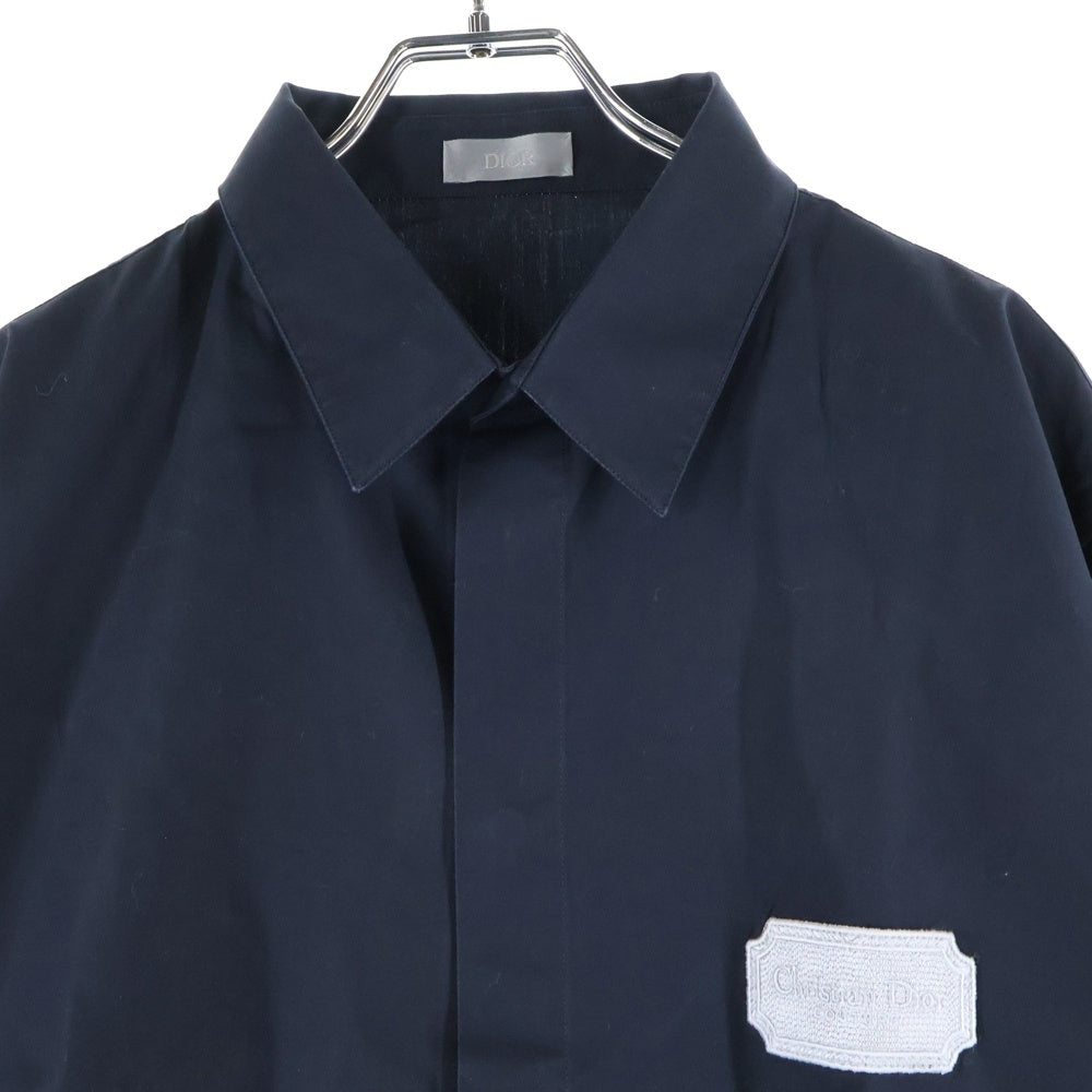 DIOR(ディオール) ワッペンロゴ 比翼ボタン 長袖シャツ ブラック 313C545A1581
