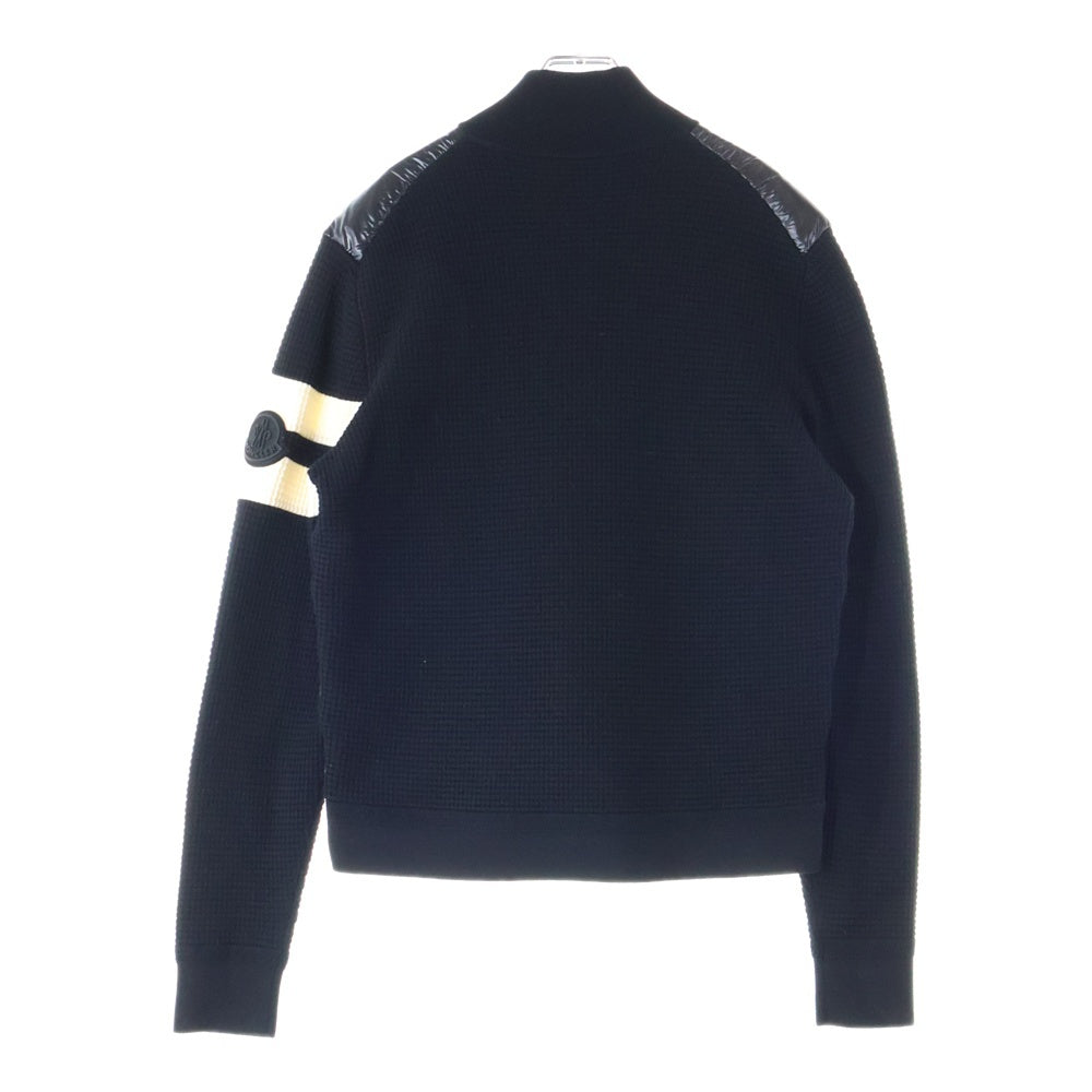 MONCLER(モンクレール) 21AW ラバーワッペンロゴ サーマルニット切り替え ジップアップ ダウンジャケット ブラック G20919B00002 M1131