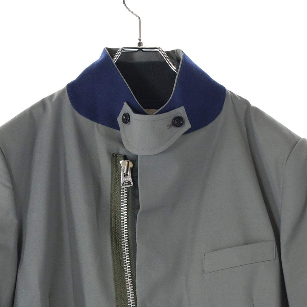 Sacai(サカイ) 23AW SUITING JACKETスーティング ブルゾンドッキング ジップアップ テーラードジャケット オリーブ 23-02948M