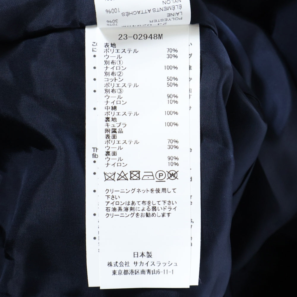 Sacai(サカイ) 23AW SUITING JACKETスーティング ブルゾンドッキング ジップアップ テーラードジャケット オリーブ 23-02948M