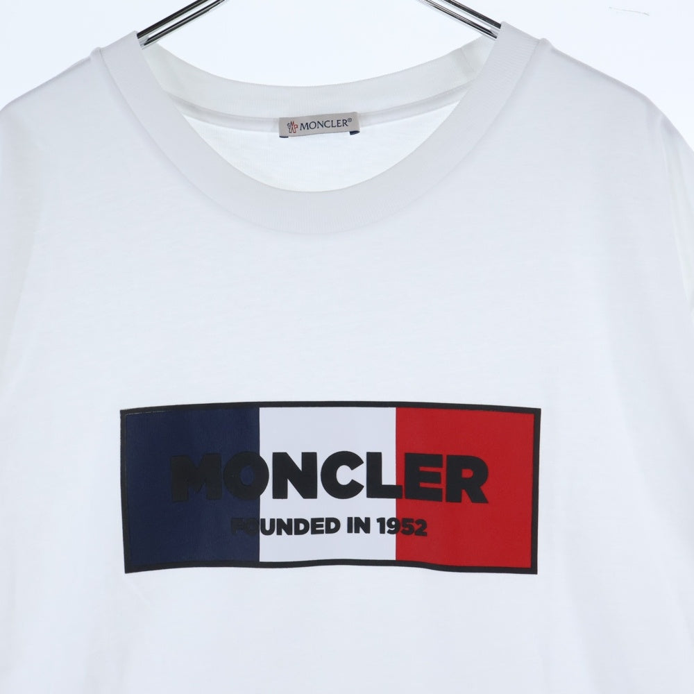 MONCLER(モンクレール) 23AW トリコロール ロゴプリント クルーネック 半袖Tシャツ カットソー ホワイト I20918C00036 8390T