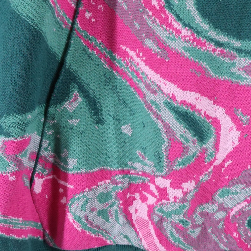 LOUIS VUITTON(ルイヴィトン) 23AW グラフィック ロゴ ジャガード プルオーバー パーカー フーディー グリーン/ピンク RM232M ZLW HPN33W レディース