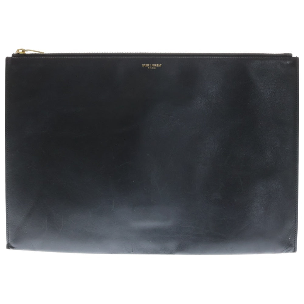 SAINT LAURENT PARIS(サンローランパリ) クラッチバッグ セカンドバッグ ケース ポーチ ブラック レザー 345277 ゴールド金具