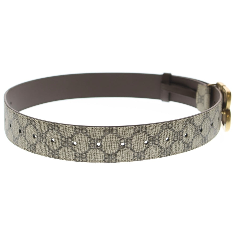 BALENCIAGA(バレンシアガ) ×グッチ BBバックル ベルト ベージュ×ブラウン レザー #85 680453