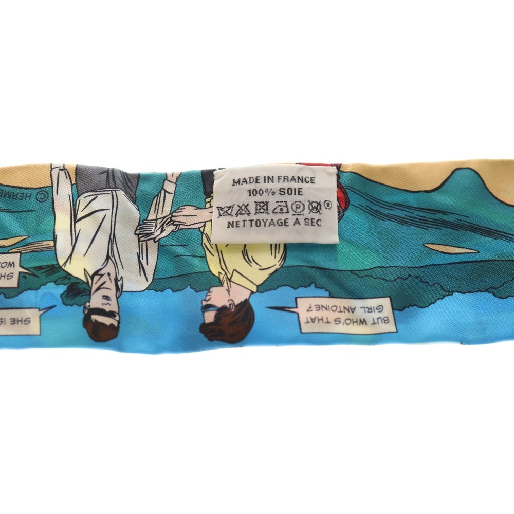 HERMES(エルメス) ツイリー WOW ブルーアズール ジョーヌ シルク スカーフ アメコミ風 レディース