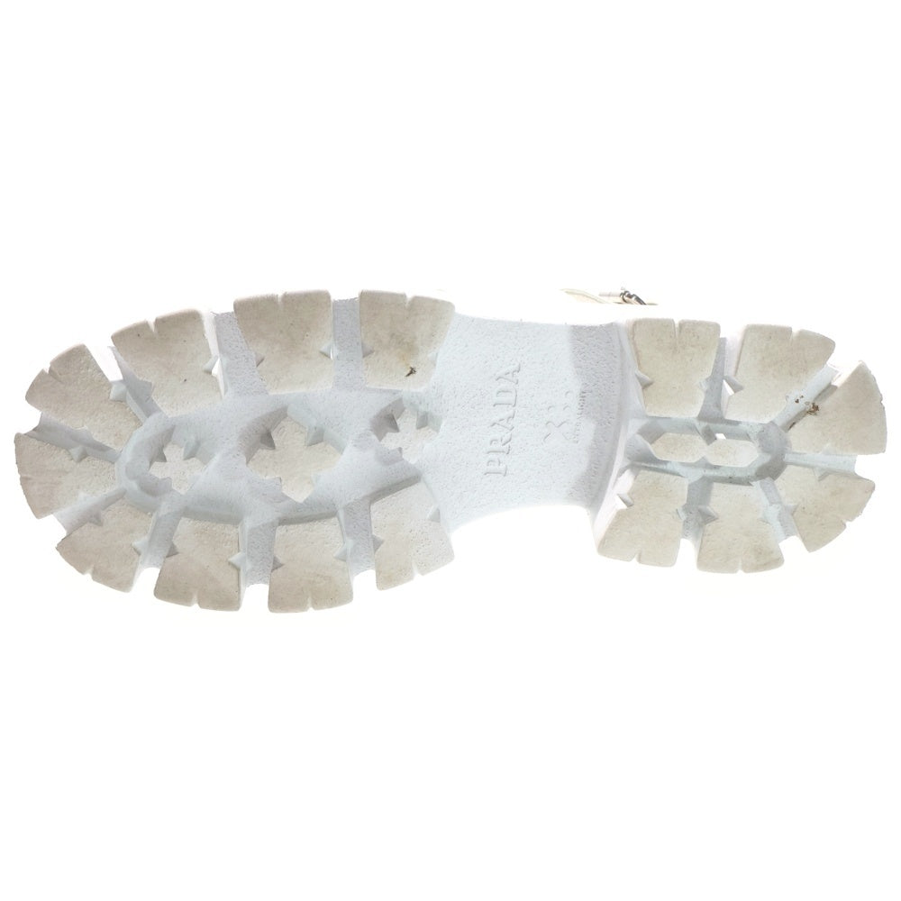 PRADA(プラダ) モノリス カーフスキン レザー ロゴプリント チャンキーソール 厚底 ストラップサンダル シューズ ホワイト レディース 1X040N