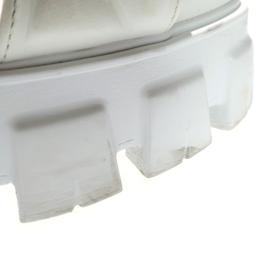 PRADA(プラダ) モノリス カーフスキン レザー ロゴプリント チャンキーソール 厚底 ストラップサンダル シューズ ホワイト レディース 1X040N