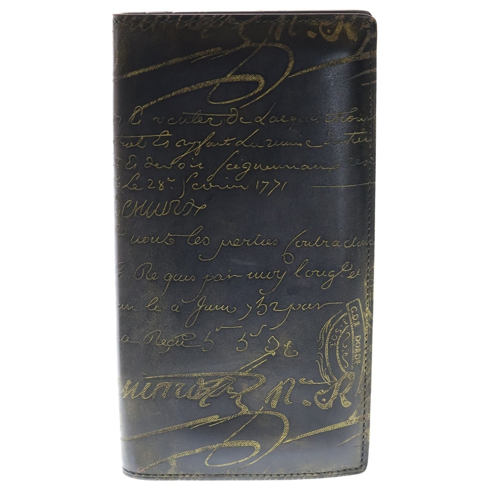 Berluti(ベルルッティ) 二つ折り長財布 ウォレット カリグラフィ ブラック レザー