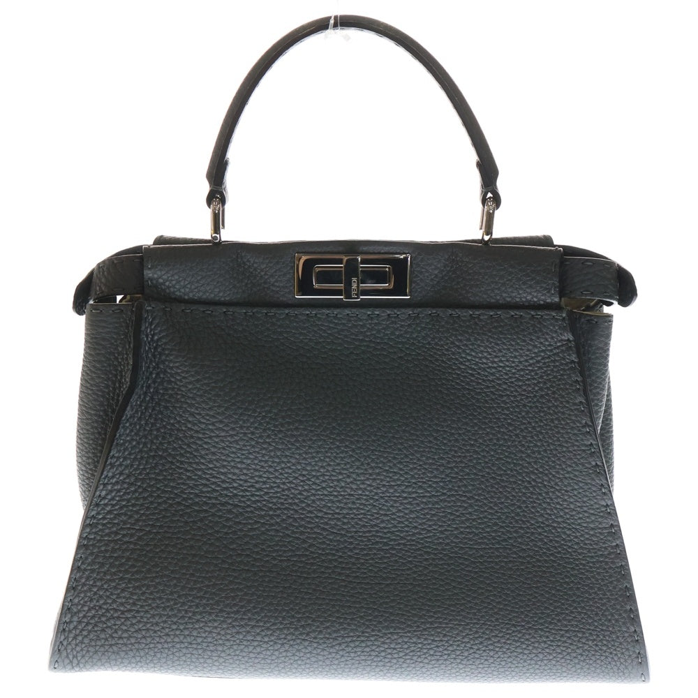 FENDI(フェンディ) ピーカブー セレリア レギュラー 2WAYバッグ ハンドバッグ ショルダーバッグ グレー レザー シルバー金具 レディース