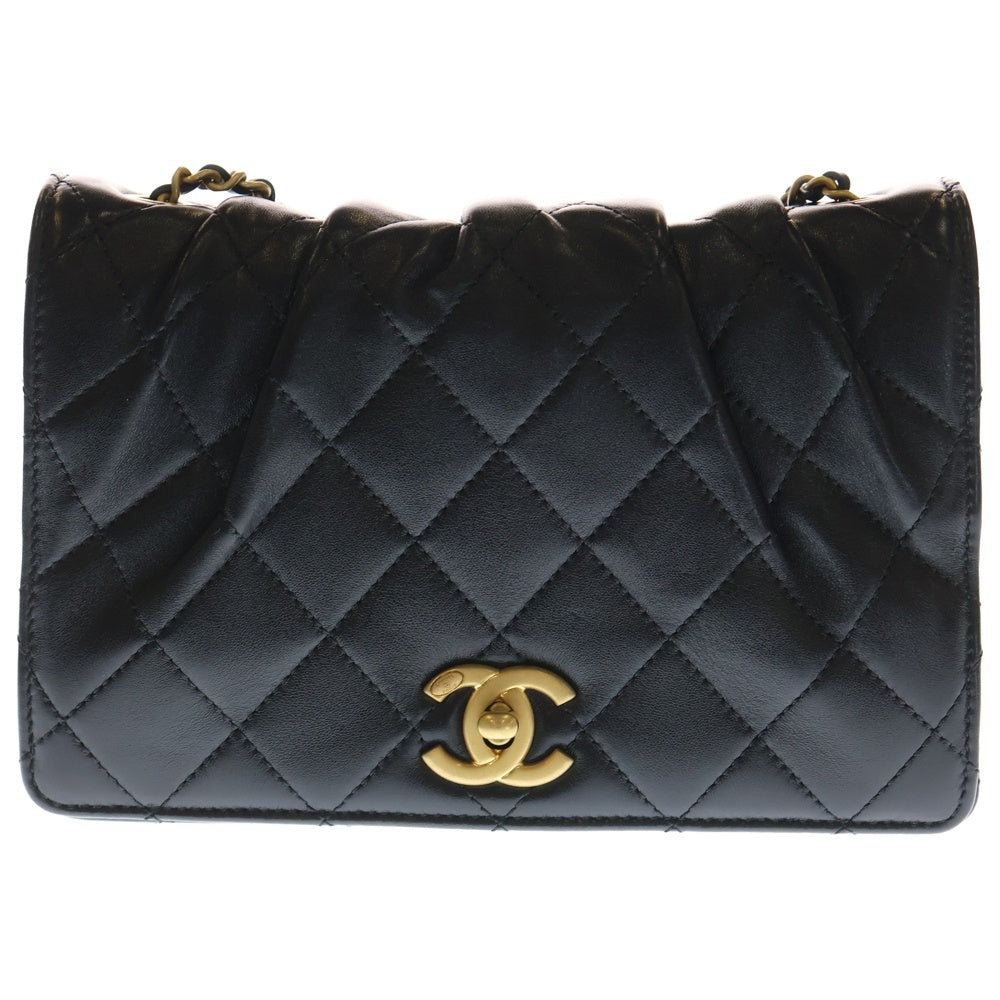 CHANEL(シャネル) マトラッセ チェーンショルダーバッグ ブラック ラムスキン ゴールド金具 AS5527 レディース