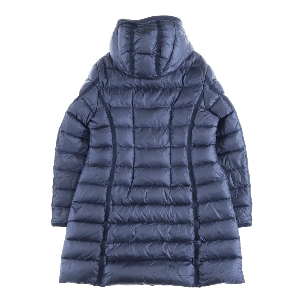 MONCLER(モンクレール) HERMINE エルミンヌ ワッペンロゴ フーデッド ジップアップ ダウン ロング ジャケット コート ネイビー レディース 420934933905 53048