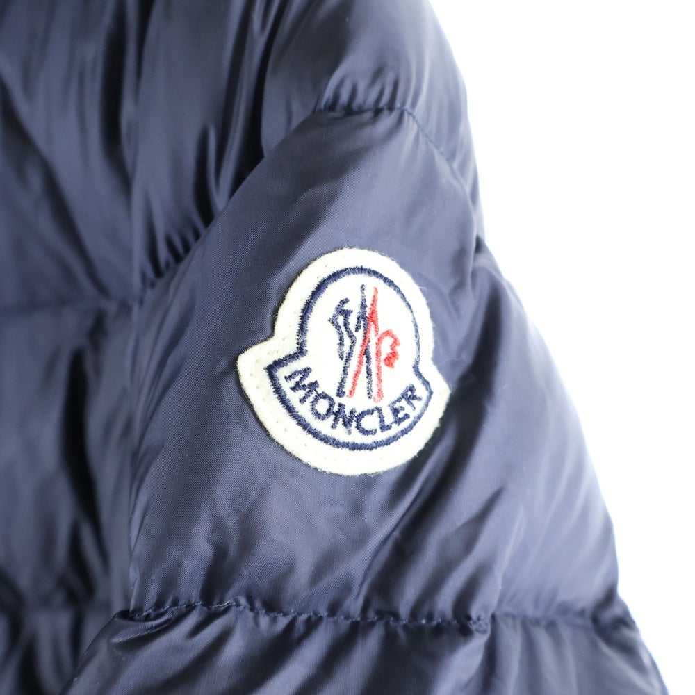 MONCLER(モンクレール) HERMINE エルミンヌ ワッペンロゴ フーデッド ジップアップ ダウン ロング ジャケット コート ネイビー レディース 420934933905 53048