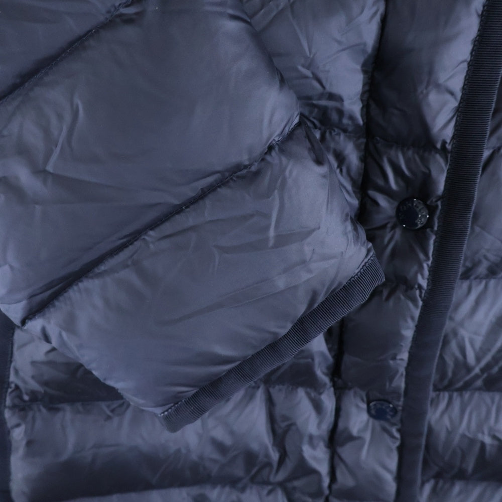 MONCLER(モンクレール) HERMINE エルミンヌ ワッペンロゴ フーデッド ジップアップ ダウン ロング ジャケット コート ネイビー レディース 420934933905 53048