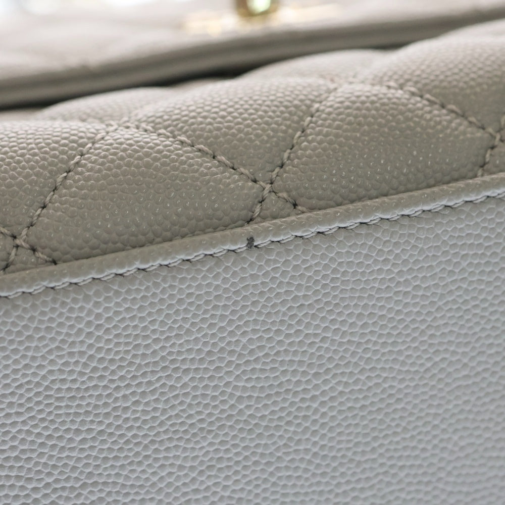 CHANEL(シャネル) ココハンドル XS グレー キャビアスキン 2wayハンドバッグ ゴールド金具 レディース