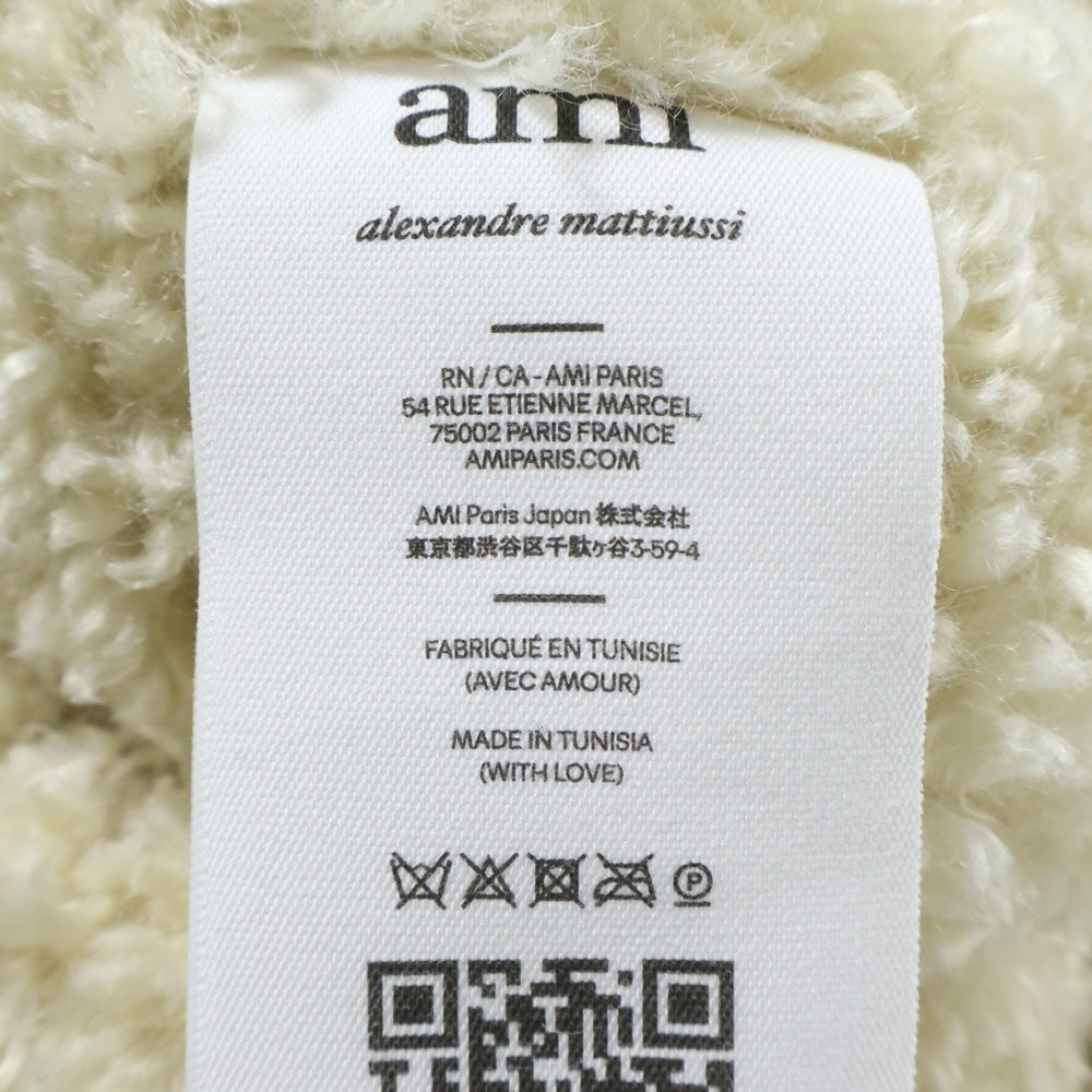 ami paris(アミパリス) ロゴパッチ付フェイクファーデニムジャケット インディゴブルー UJK239.DE0016