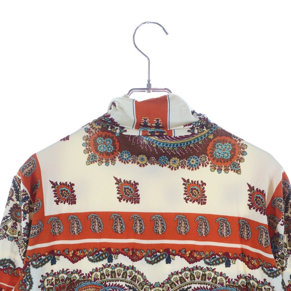 ETRO(エトロ) ペイズリー総柄プリント レーヨン タートルネック ロングスリーブ 長袖 Tシャツ カットソー ベージュ/オレンジ 062-15285-5228 レディース
