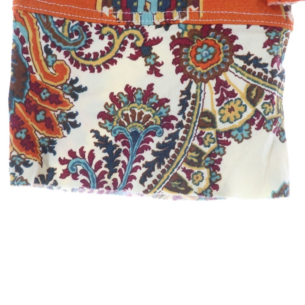 ETRO(エトロ) ペイズリー総柄プリント レーヨン タートルネック ロングスリーブ 長袖 Tシャツ カットソー ベージュ/オレンジ 062-15285-5228 レディース