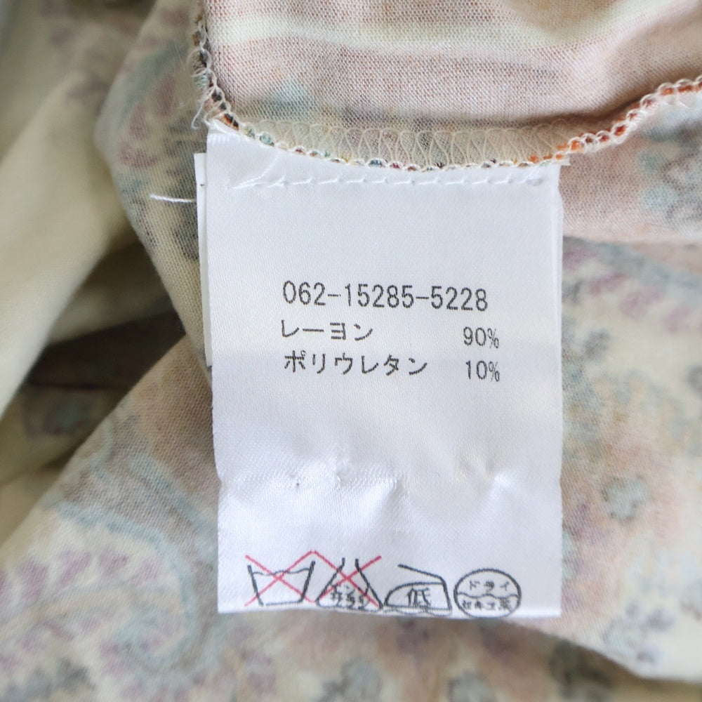 ETRO(エトロ) ペイズリー総柄プリント レーヨン タートルネック ロングスリーブ 長袖 Tシャツ カットソー ベージュ/オレンジ 062-15285-5228 レディース