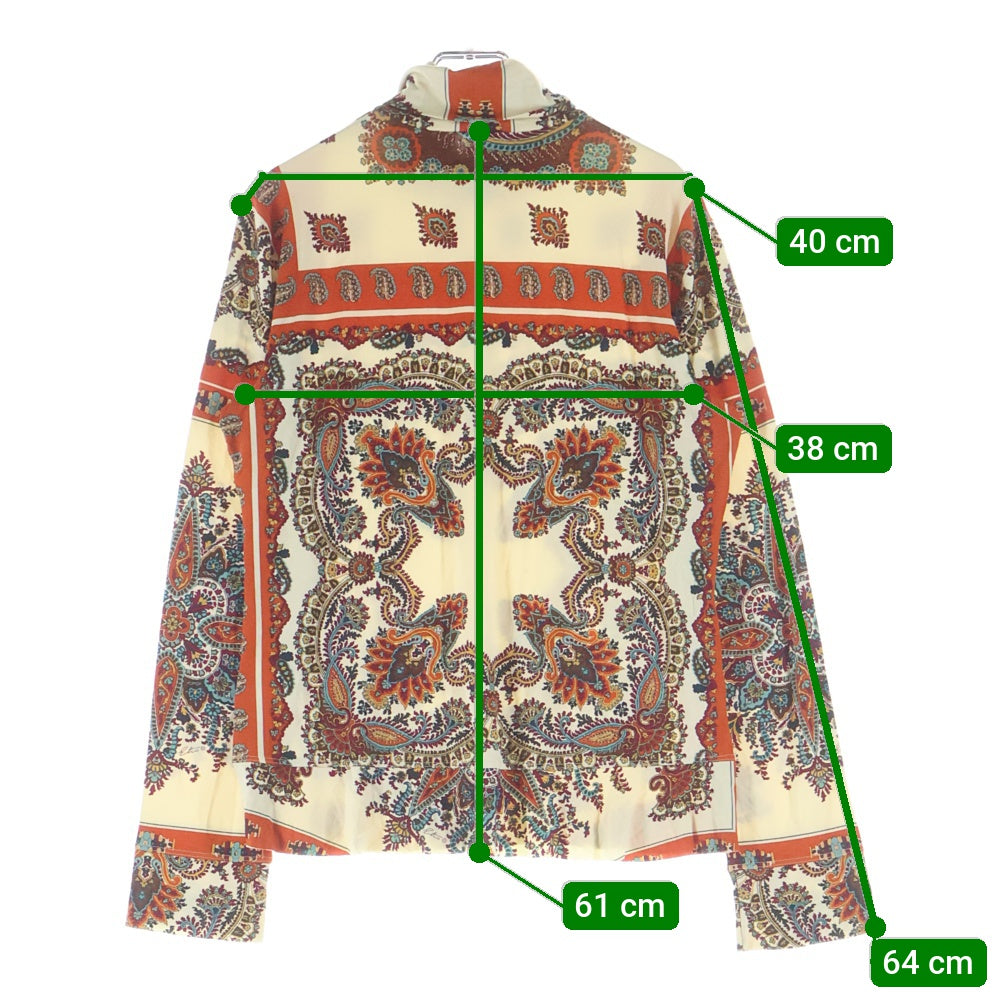 ETRO(エトロ) ペイズリー総柄プリント レーヨン タートルネック ロングスリーブ 長袖 Tシャツ カットソー ベージュ/オレンジ 062-15285-5228 レディース