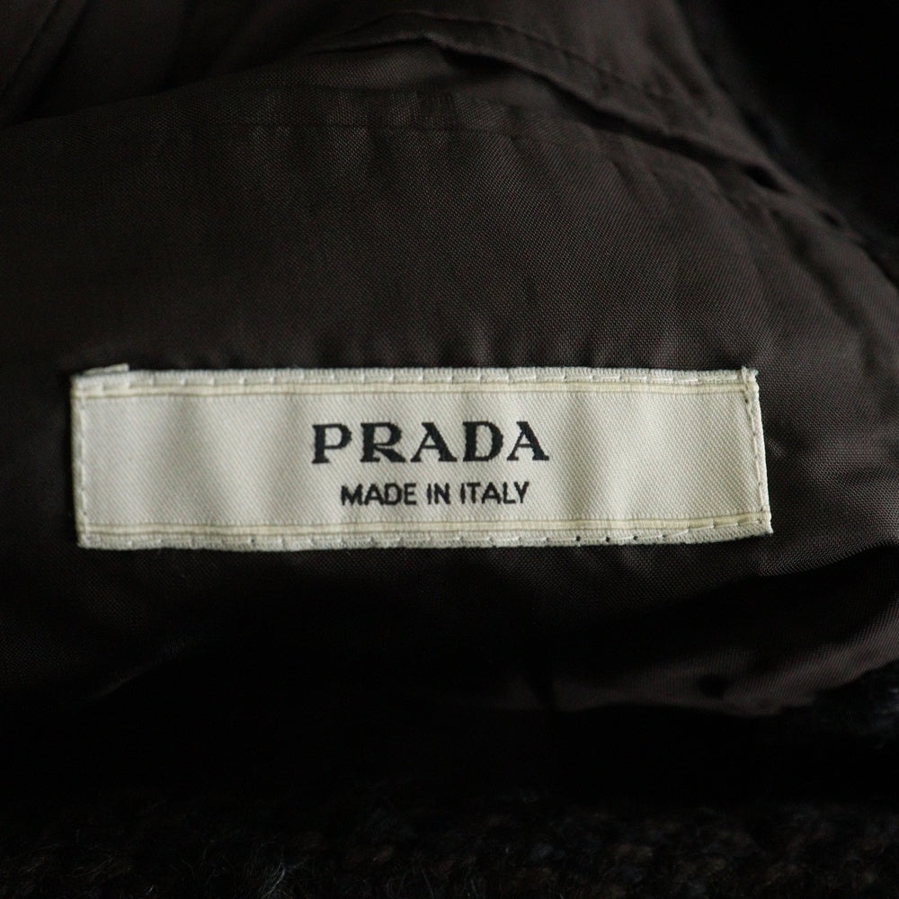 PRADA(プラダ) ウールツイード 3B チェスター ロング コート ブラウン/ブラック