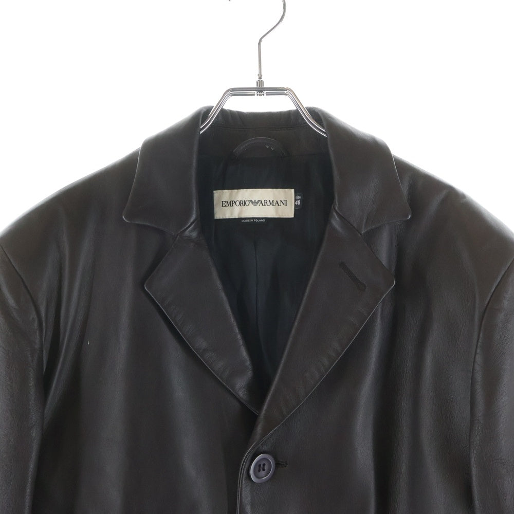 EMPORIO ARMANI(エンポリオアルマーニ) ラムスキン レザー 3B テーラードジャケット ブラウン