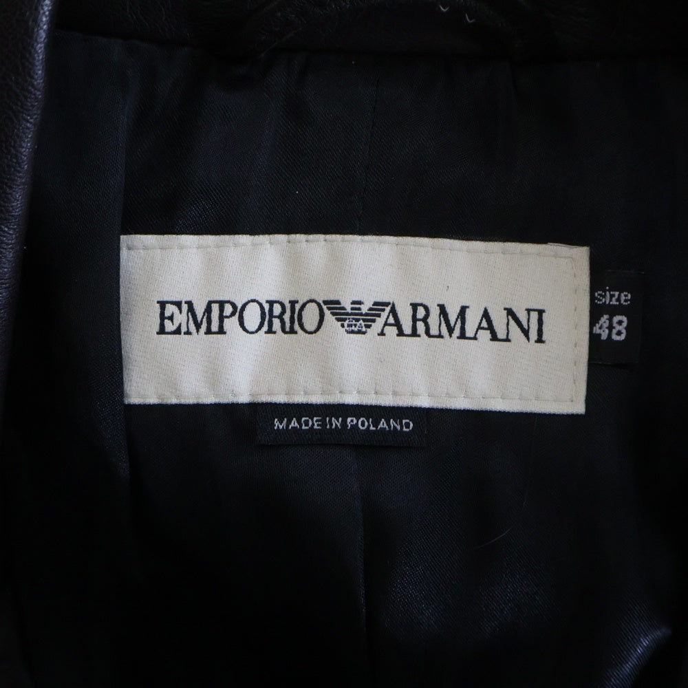 EMPORIO ARMANI(エンポリオアルマーニ) ラムスキン レザー 3B テーラードジャケット ブラウン
