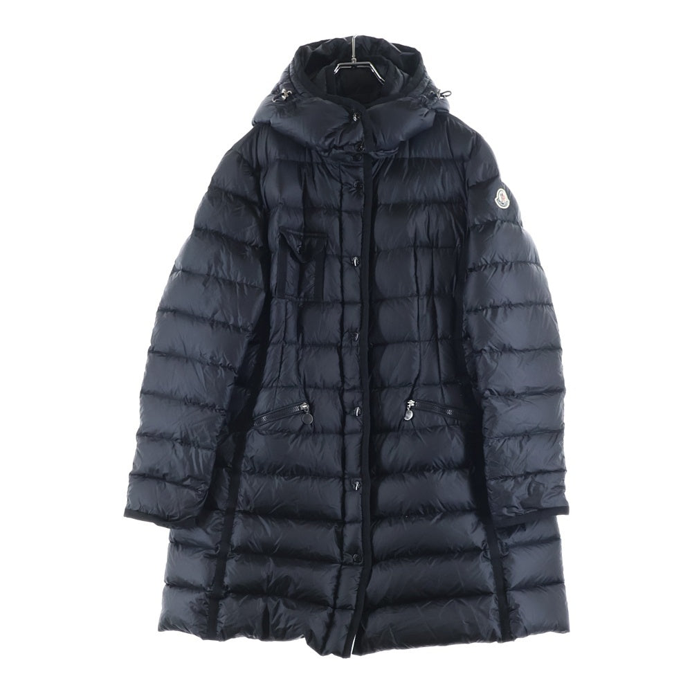 MONCLER(モンクレール) 15AW HERMINE エルミンヌ ワッペンロゴ フーデッド ジップアップ ダウン ロング ジャケット コート ブラック レディース A20934933905 53048