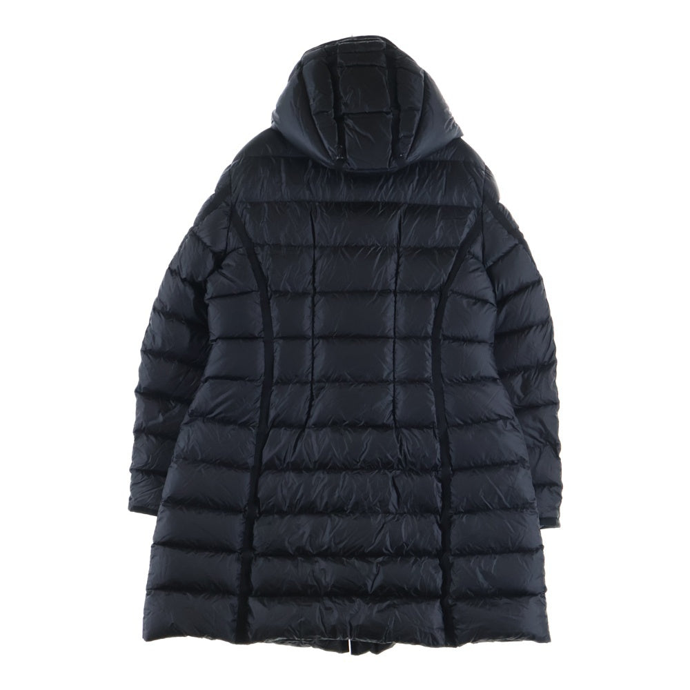 MONCLER(モンクレール) 15AW HERMINE エルミンヌ ワッペンロゴ フーデッド ジップアップ ダウン ロング ジャケット コート ブラック レディース A20934933905 53048