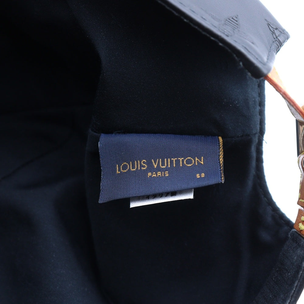 LOUIS VUITTON(ルイヴィトン) ルイヴィトン エンボスモノグラム レザーキャップ 帽子 ブラック 58 M76580