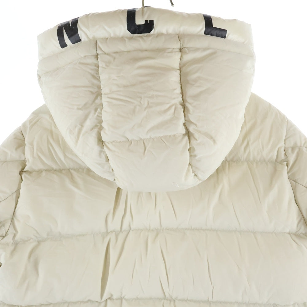 MONCLER(モンクレール) 19AW DUBOIS デュボア ラバーワッペン ロゴプリント フーデッド ジップアップ ダウンジャケット ホワイト E20914131585 53859 レディース
