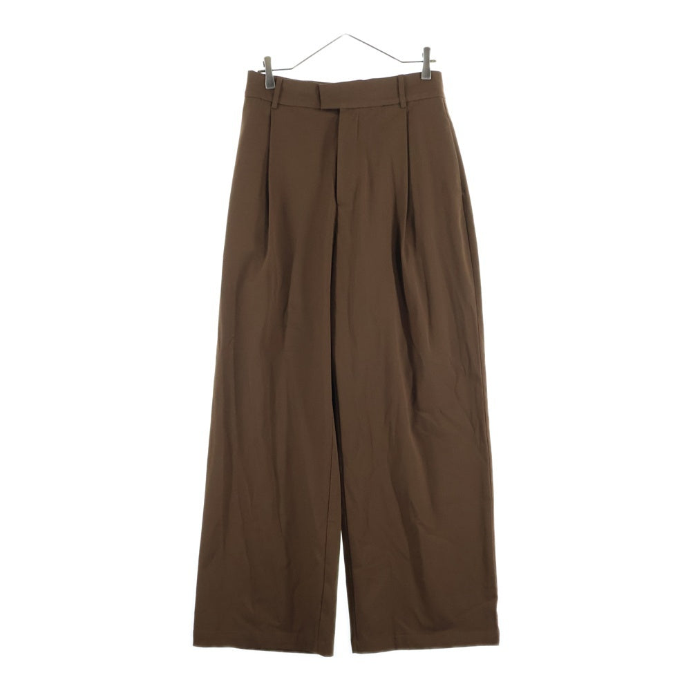 MASONPRINCE(メイソンプリンス) レーヨン混 1タック ワイドストレート スラックスパンツ ブラウン