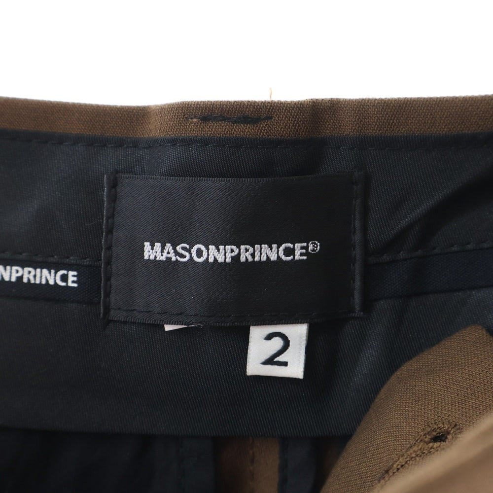MASONPRINCE(メイソンプリンス) レーヨン混 1タック ワイドストレート スラックスパンツ ブラウン