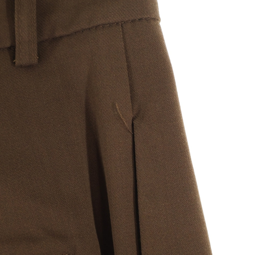 MASONPRINCE(メイソンプリンス) レーヨン混 1タック ワイドストレート スラックスパンツ ブラウン