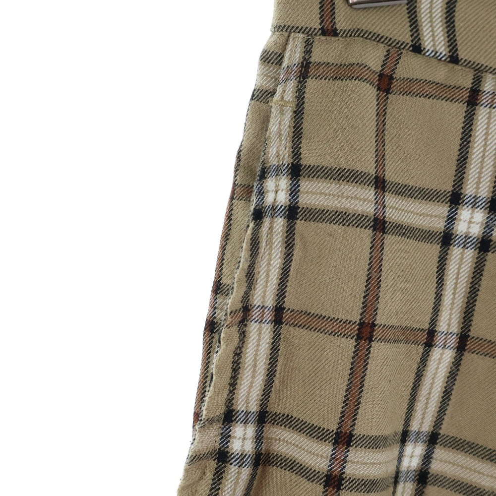 JUNRED(ジュンレッド) チェック総柄 レーヨン混 スラックスパンツ ベージュ ANS-59280-A