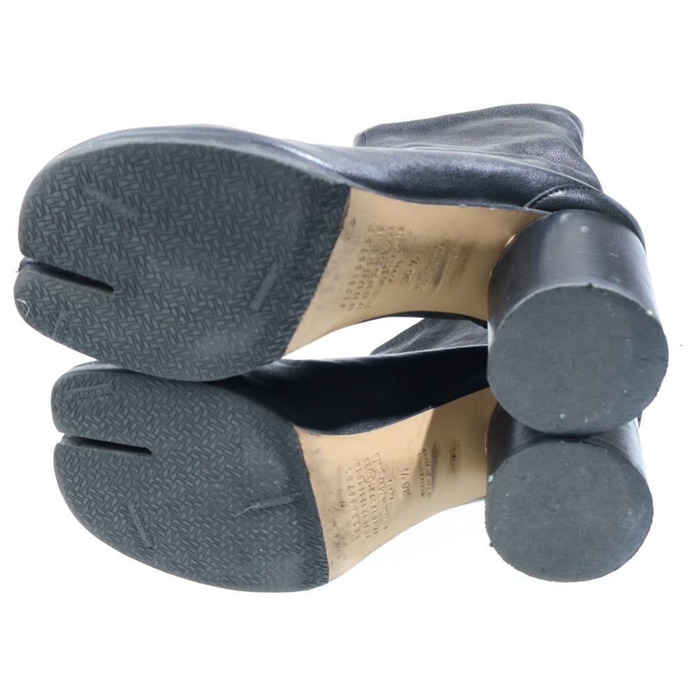 NO BRAND(ノーブランド) Tabi タビ 足袋 レザー ヒール ショートブーツ シューズ ブラック レディース