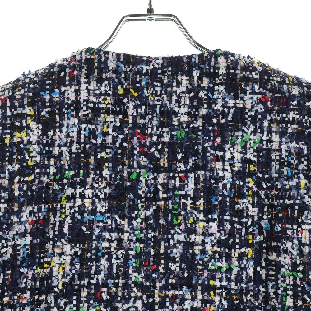 CHANEL(シャネル) ココマークボタン スパンコール ツイード ノーカラー ジャケット マルチカラー ネイビー/ホワイト レディース P62686V48360