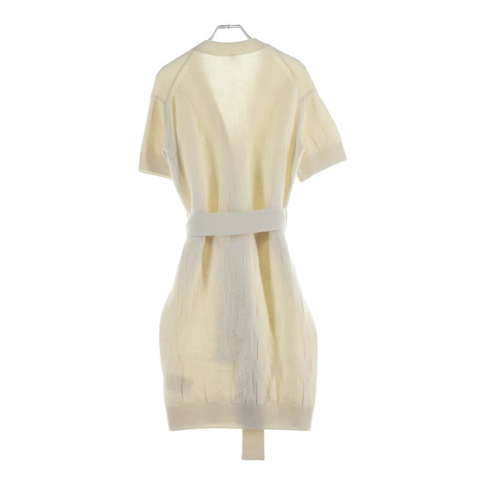 HERMES(エルメス) Hロゴ 半袖 ロング ニット カーディガン ホワイト レディース 4E2522D3