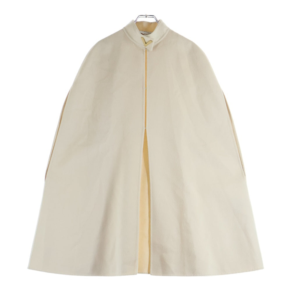 VALENTINO(ヴァレンティノ) Vロゴプレート アンゴラ混 ウール ケープ コート ホワイト レディース RB3CG1354AS