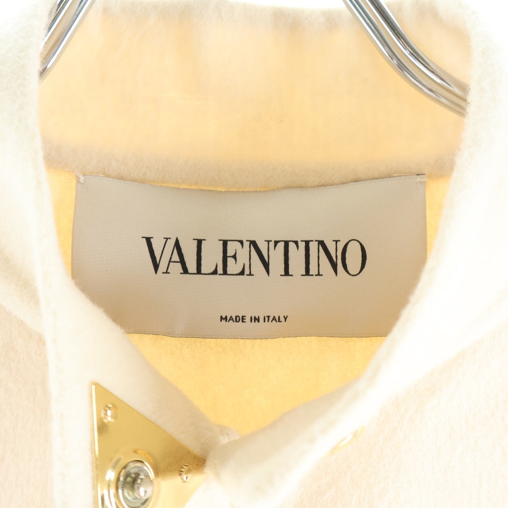 VALENTINO(ヴァレンティノ) Vロゴプレート アンゴラ混 ウール ケープ コート ホワイト レディース RB3CG1354AS