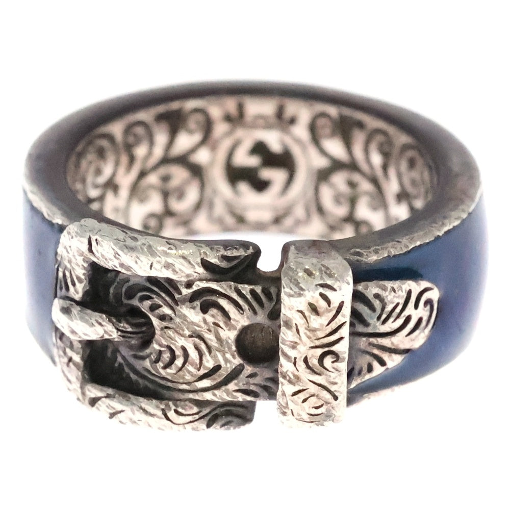 GUCCI(グッチ) ガーデン ブルーエナメルシルバーリング 指輪 Ag925 11.6g 18号 498500