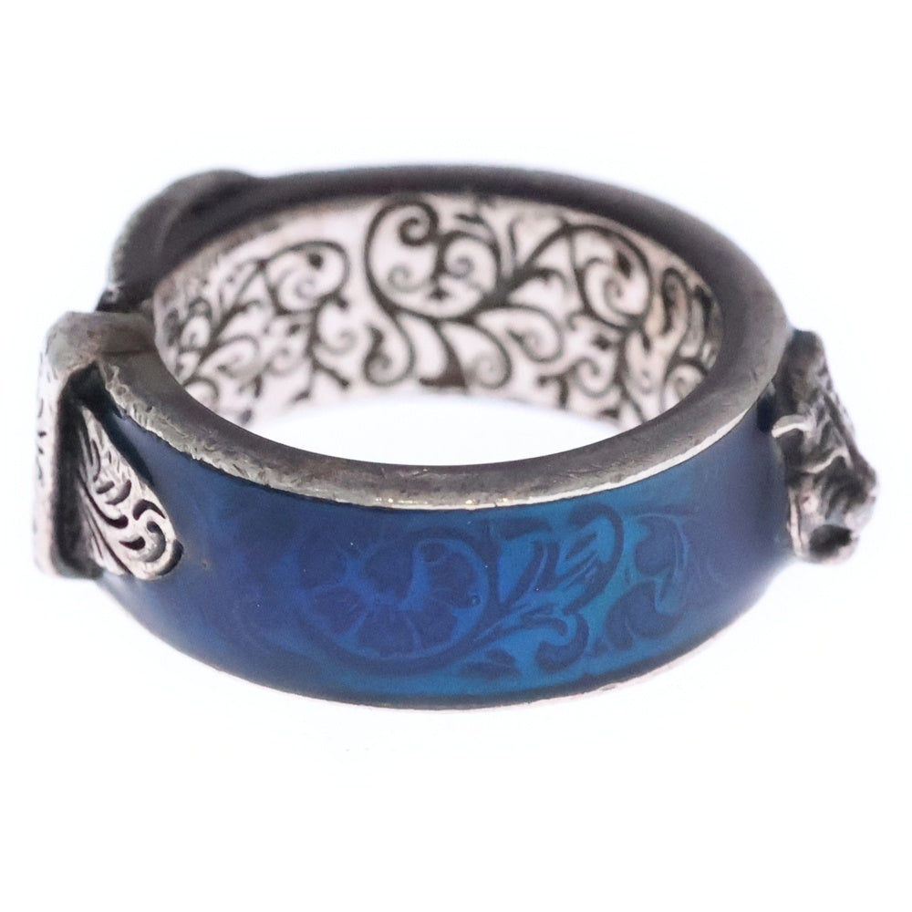 GUCCI(グッチ) ガーデン ブルーエナメルシルバーリング 指輪 Ag925 11.6g 18号 498500