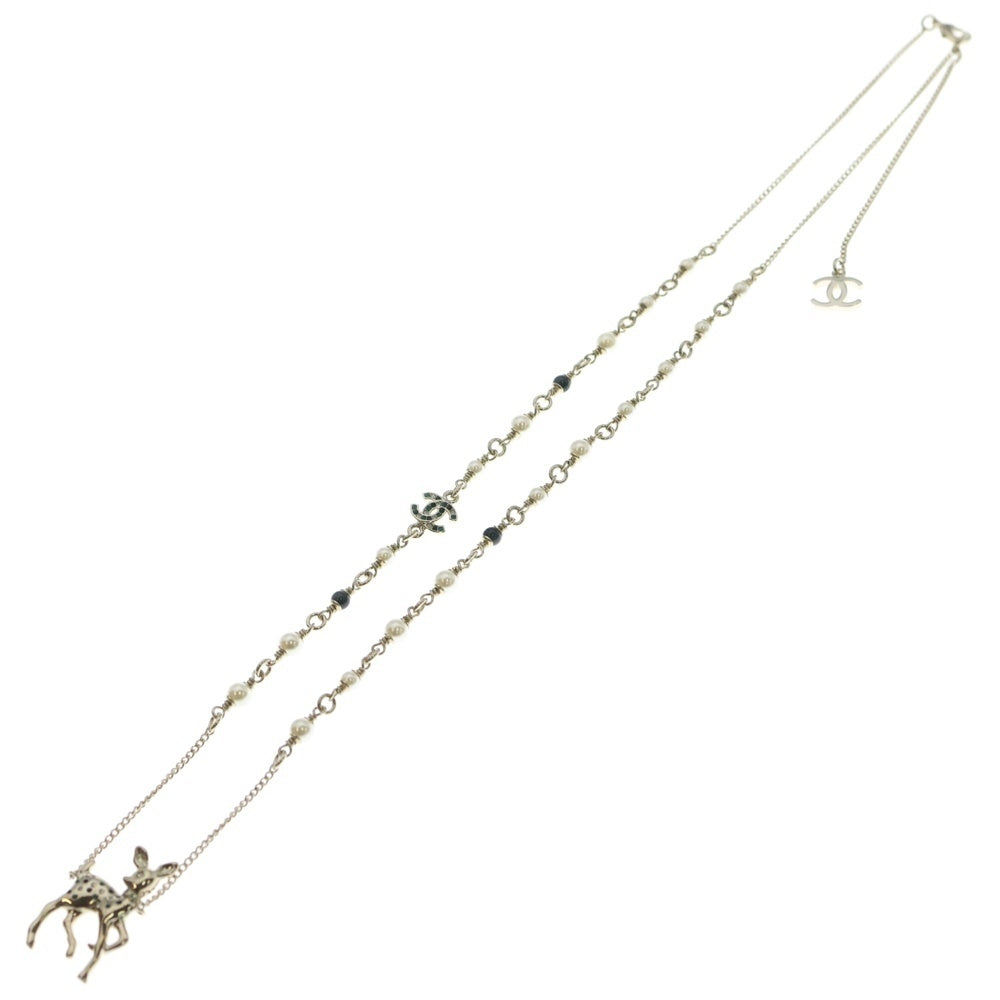 CHANEL(シャネル) 2025イヤーズギフト ココマーク バンビモチーフ ネックレス ペンダント チェーン ゴールド ストーン GP レディース