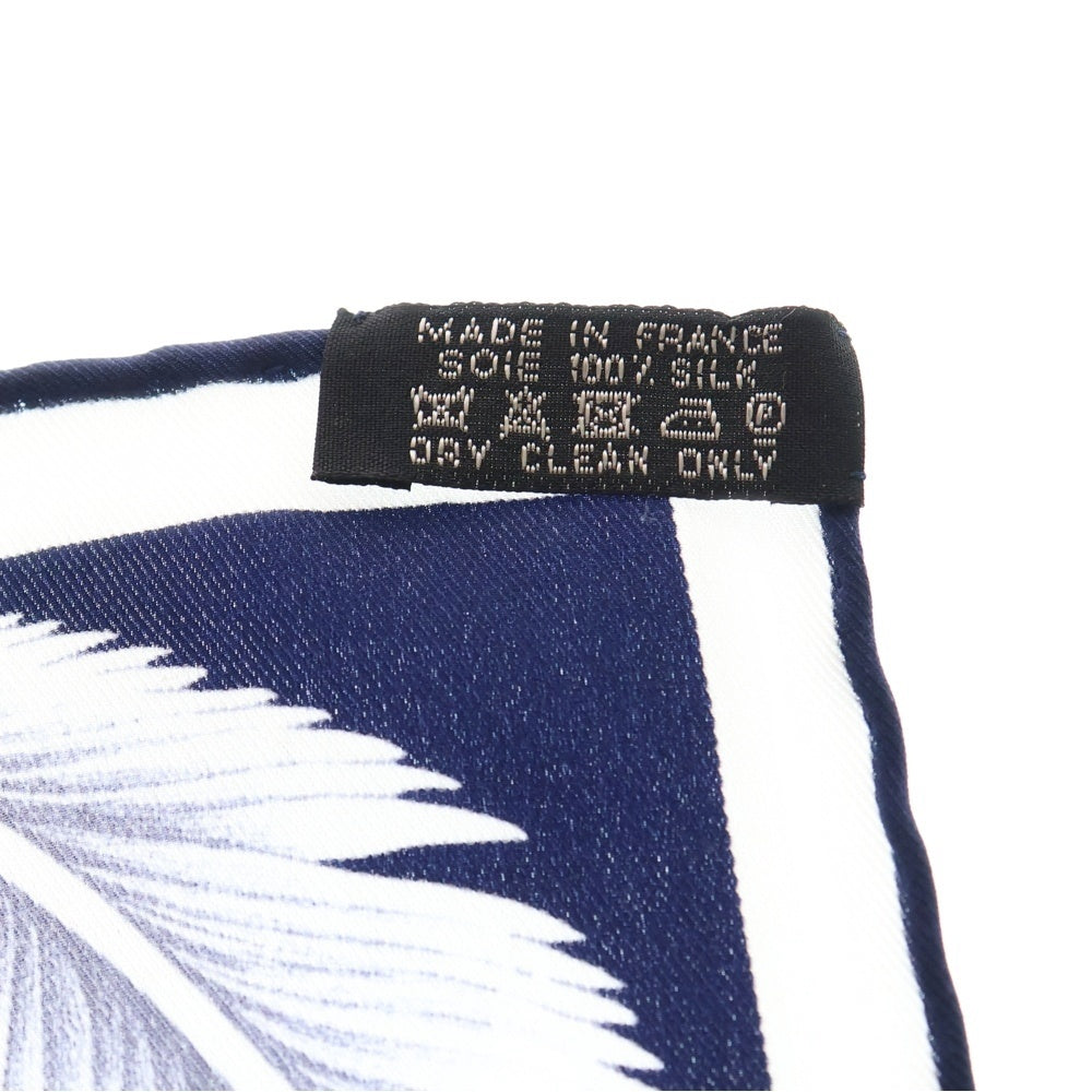 HERMES(エルメス) カレ70 A la Plume フェザー 羽 シルクスカーフ ネイビー×レッド レディース