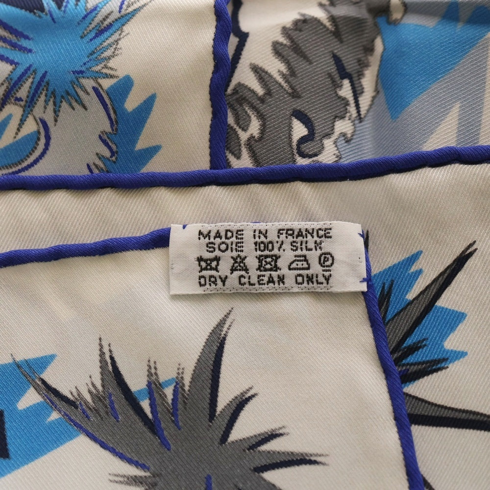 HERMES(エルメス) カレ70 ホースモチーフ シルクスカーフ 総柄 ブルー レディース