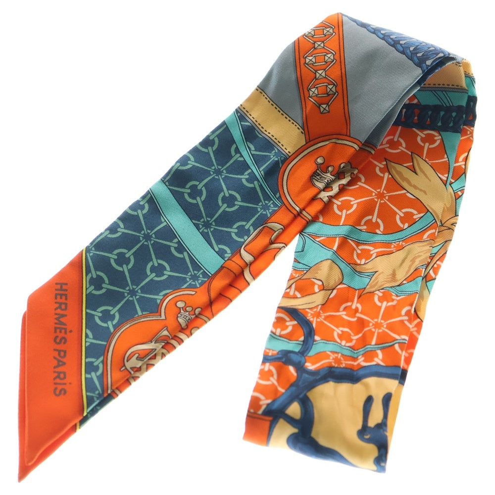 HERMES エルメス ツイリー スカーフ オレンジ シルク HERMES(エルメス) ツイリー 朝の散歩 シルクスカーフ オレンジ レディース