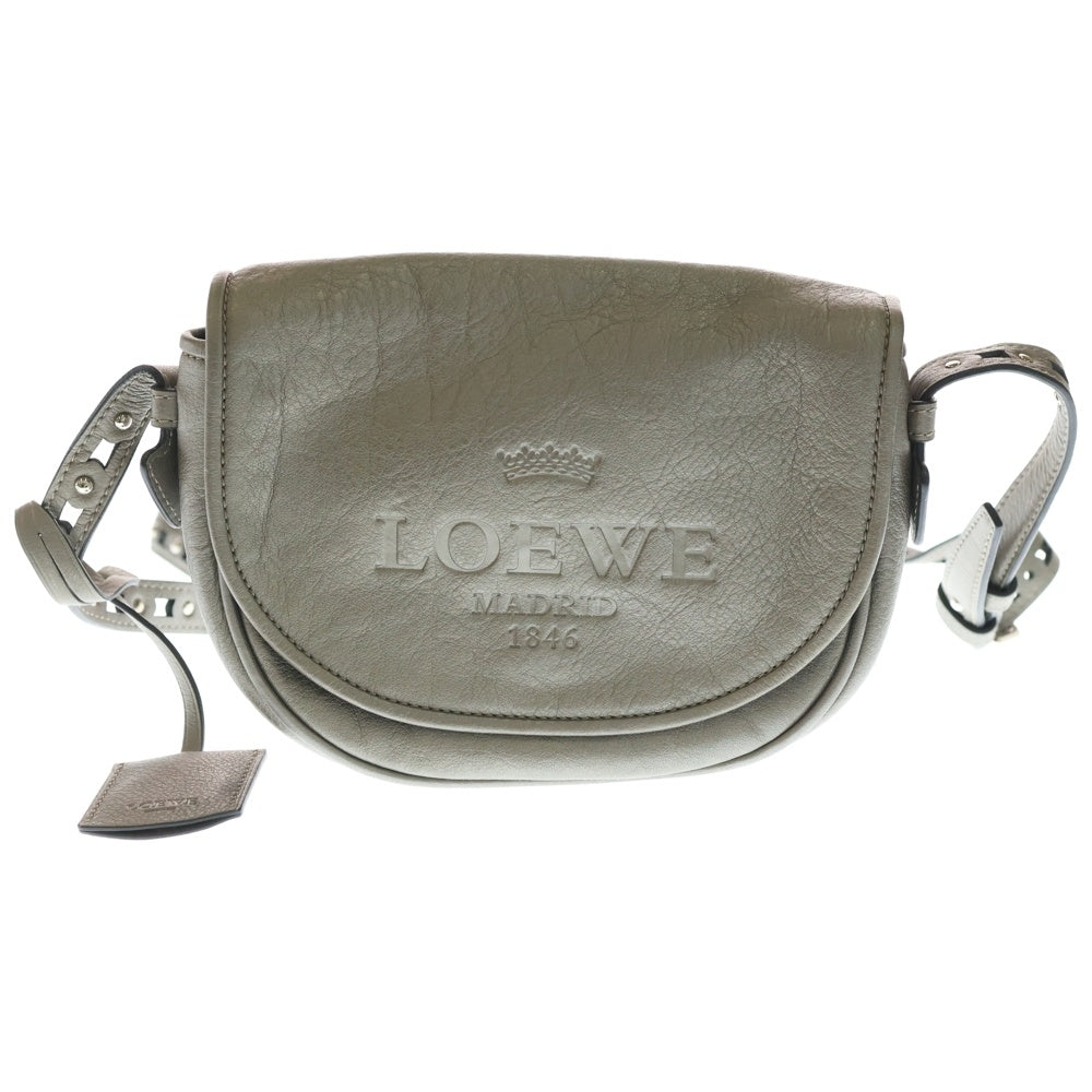 LOEWE(ロエベ) ヘリテージ ショルダーバッグ メタリックシルバー レザー レディース