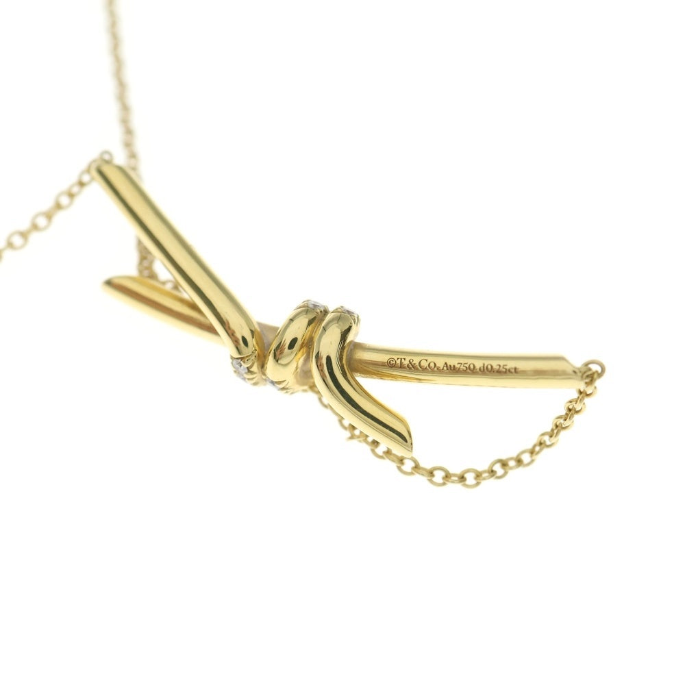 TIFFANY & Co.(ティファニー) ノット ダイヤ チェーンネックレス Au750YG イエローゴールド レディース