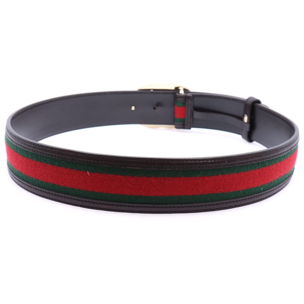 GUCCI(グッチ) インターロッキングG シェリーライン ベルト ブラウン×レッド×グリーン 162922 ゴールド金具