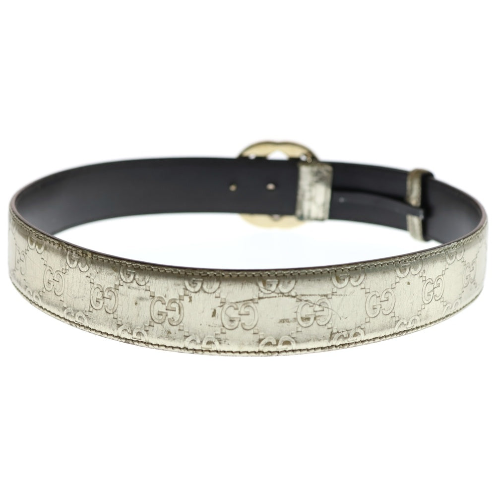 GUCCI(グッチ) インターロッキングG グッチシマ レザーベルト ゴールド 114876 レディース